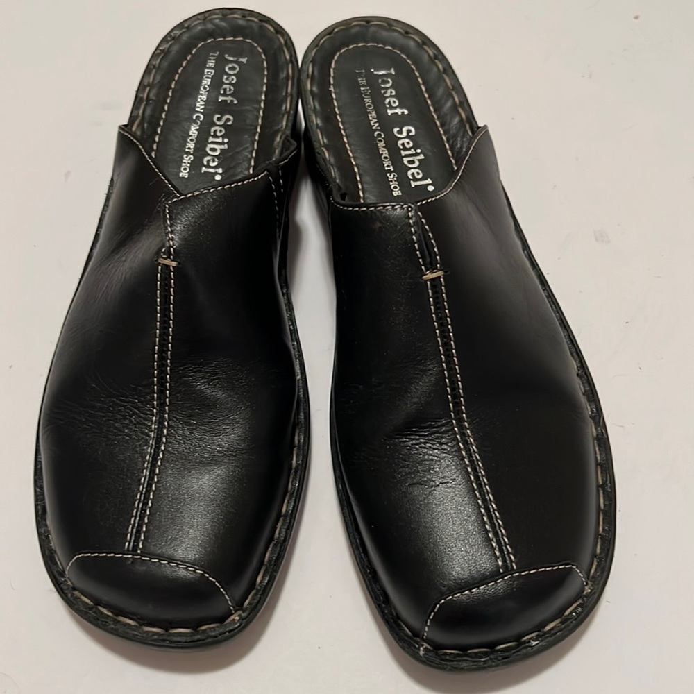 Josef seibel black slip on clogs/ mules